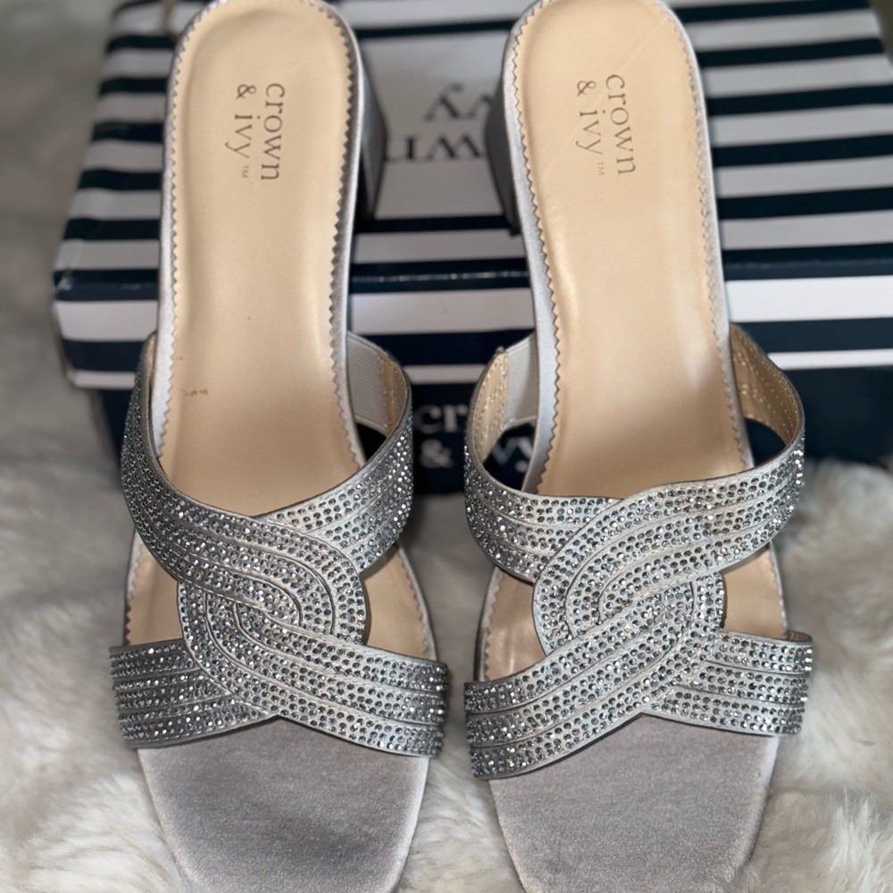 Tommie sandal Crown & Ivy silver stone women’s evening shoe size 11 - Picture 4 of 4